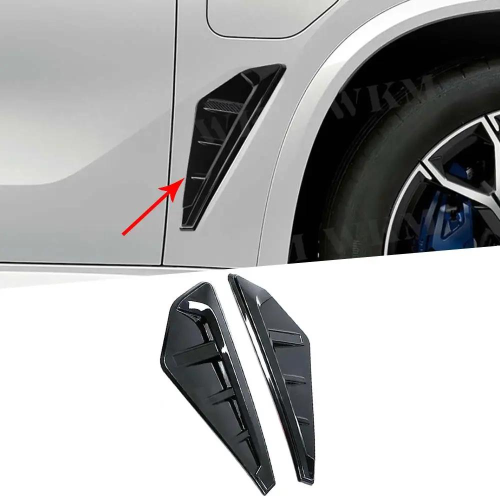 

2PCS/Set Carbon Fiber Front Bumper Side Covers Fenders Air Vents Trims Door Protector Plates for BMW X5 G05 M Sport 2019 + ABS