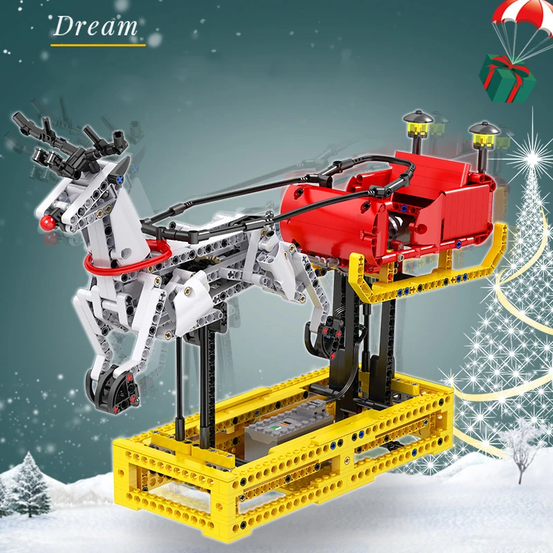 الكون ستار عيد الميلاد مزلقة الرنة بمحركات عطلة سلسلة التعليمية الجسيمات الصغيرة لعبة اللبنات للأطفال #2