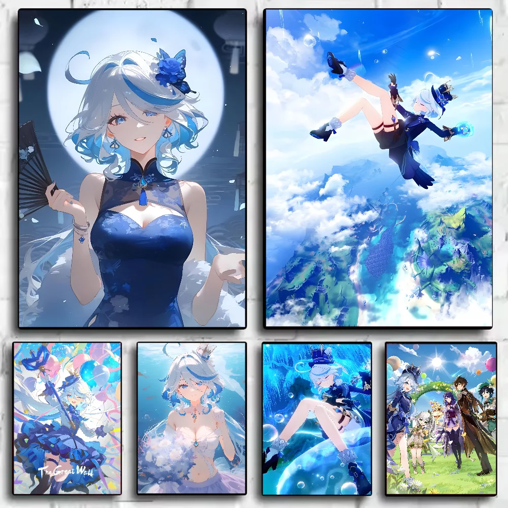 

Genshin lmpact Furina Foutiane Poster HD art sticky wall waterproof home living room bedroom bar aesthetic decoration