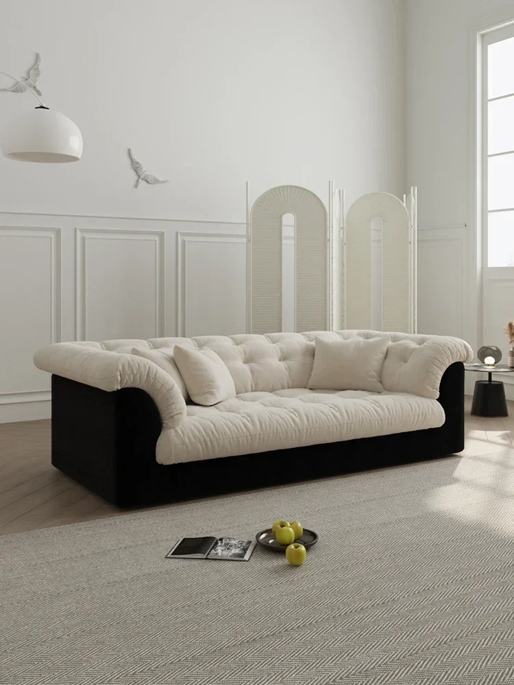 

Диван с камелией, ткань для кошек, прямой современный роскошный черно-белый цвет, кремовый диван