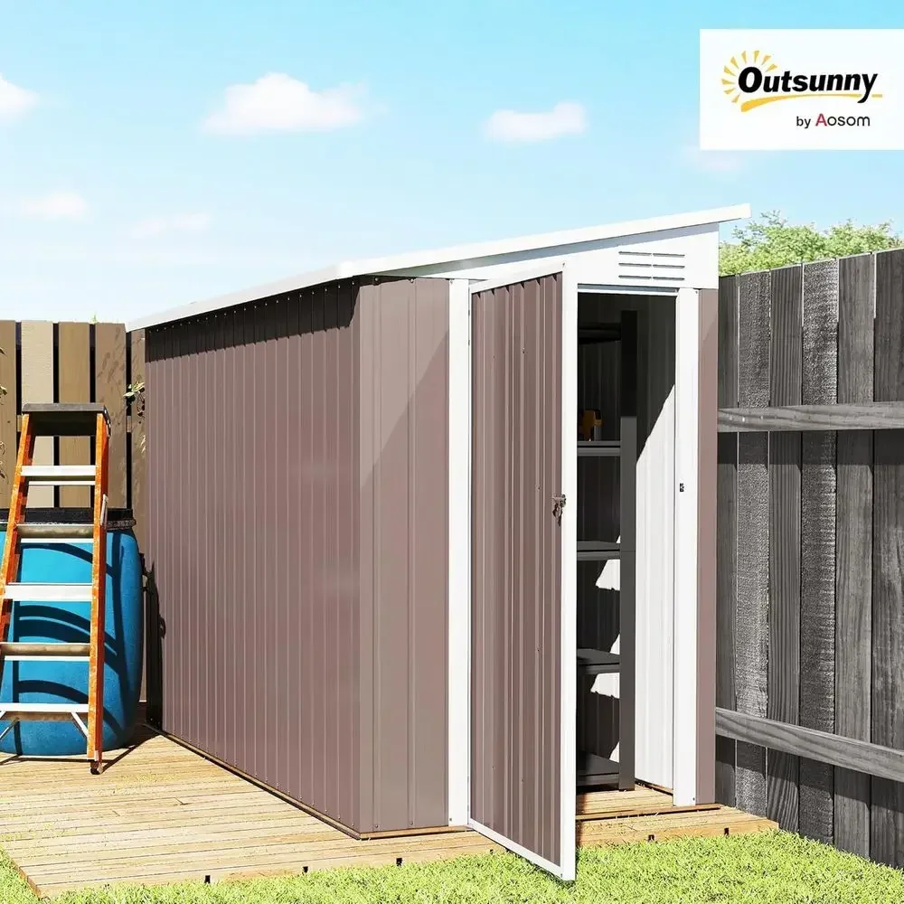 8ft x 4ft Outdoor Metal Storage Shed - Lockable, Ventilated, Ideal for Garden Tools and Patio