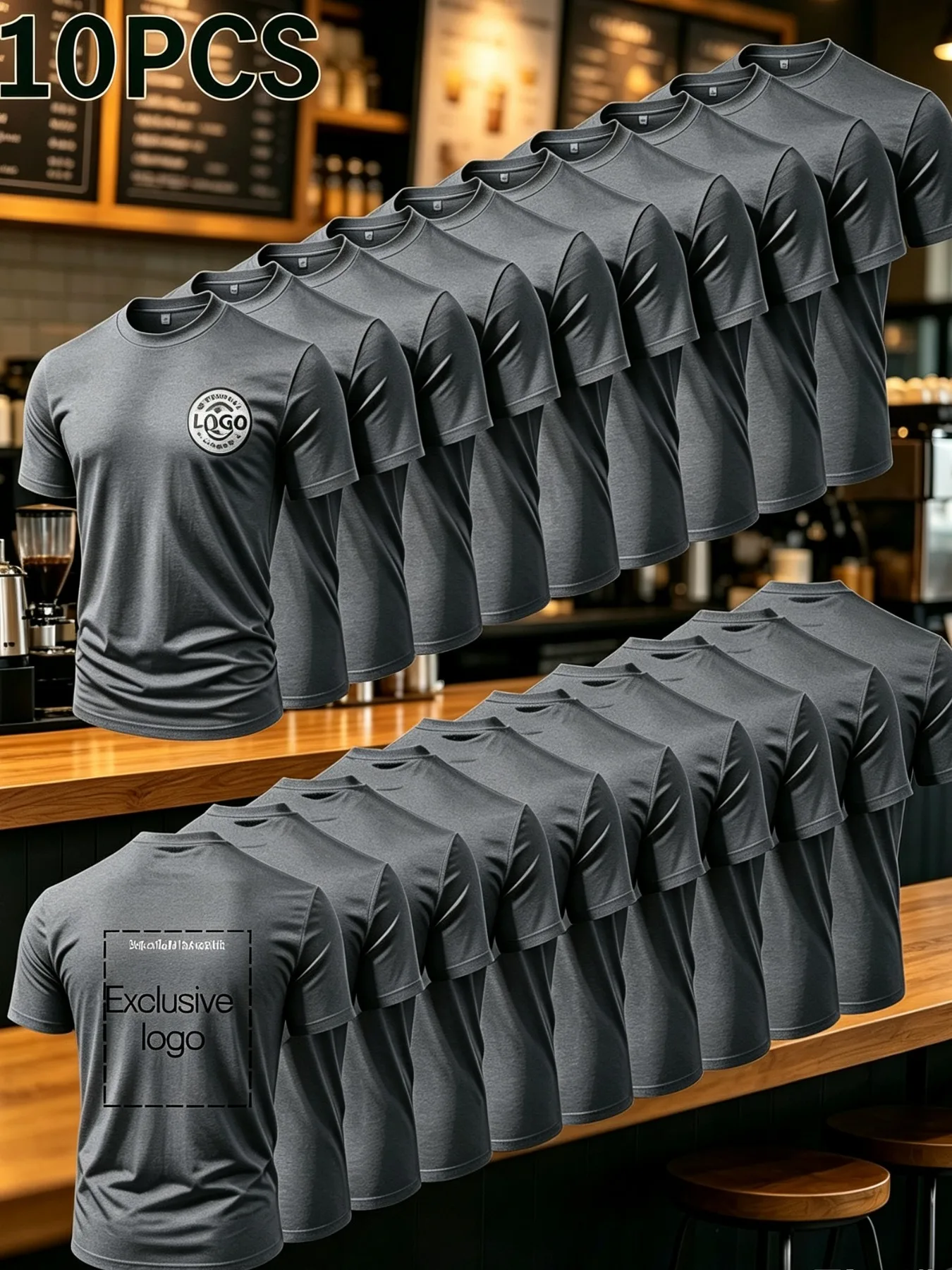 [Custom Made] Custom T-Shirt Men'S 10pcs Set Chest And Back Can Be Printed, Personalized Printed Text Photo Logo DIY T-shirt