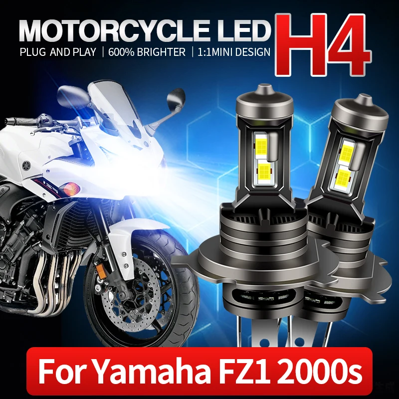 

1PC High quality 35W H4 HB2 9003 Motorcycle light LED Bright White 6500k Headlight For Yamaha FZ1 Year 2000s Auto Accessories