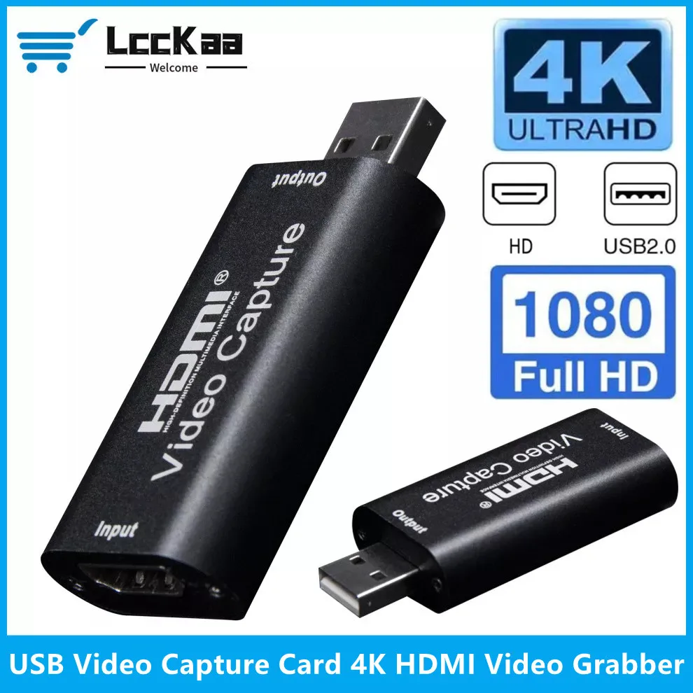 LccKaa 4K ビデオキャプチャカード USB 2.0 HDMI ビデオグラバー PS4 ゲーム DVD ビデオカメラカメラ記録ビデオライブストリーミング用