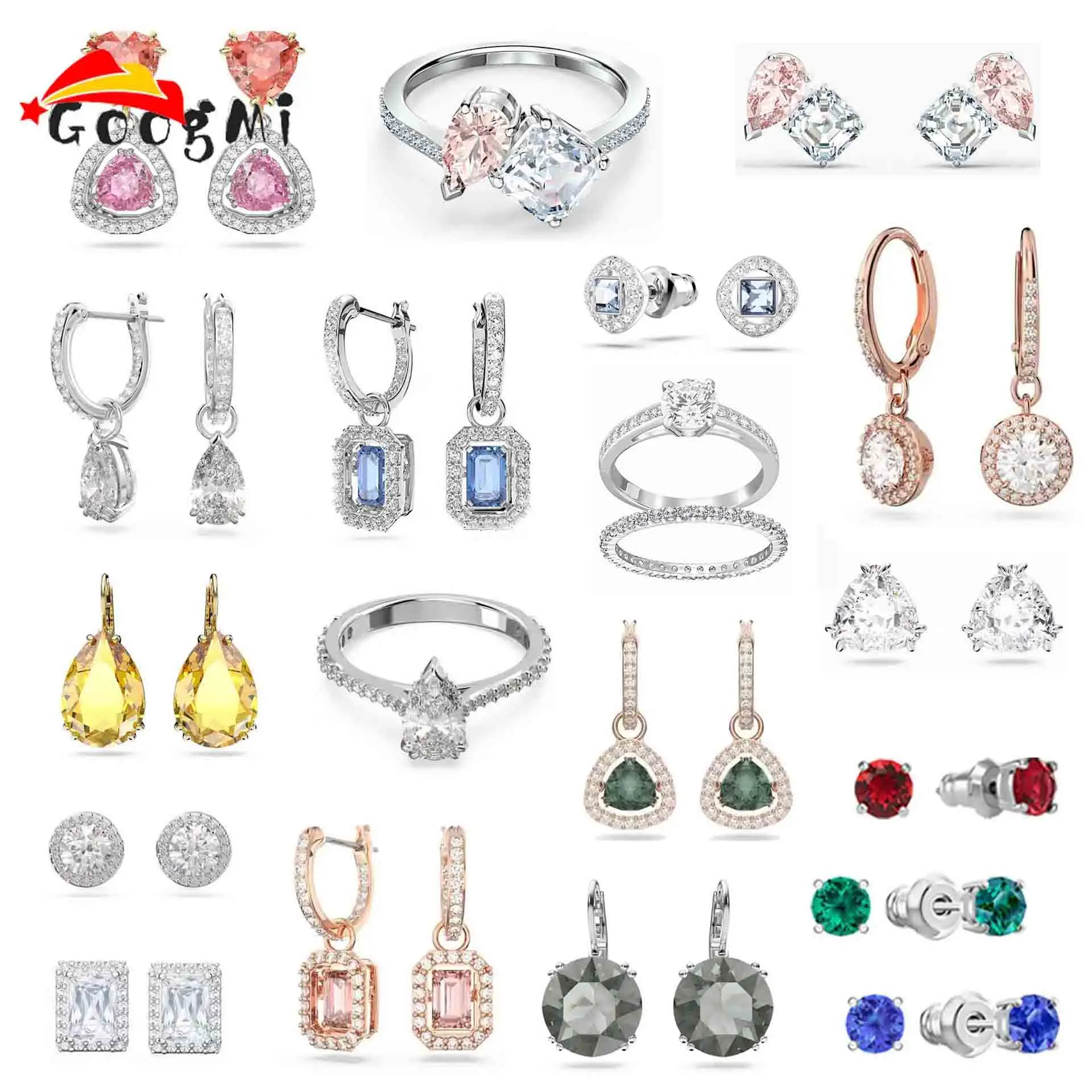 

Original 2026 Exquisite Sparkling Crystal Dance Women's Necklace Earrings Bracelet Ring Luxury Brand Jewelry Set Romantic Gift