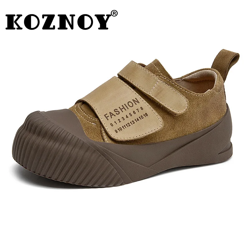 Koznoy 4cm pelle scamosciata mucca vera pelle vulcanizzata piattaforma appartamenti autunno Chunky Sneaker estate mocassino primavera Sneaker scarpe