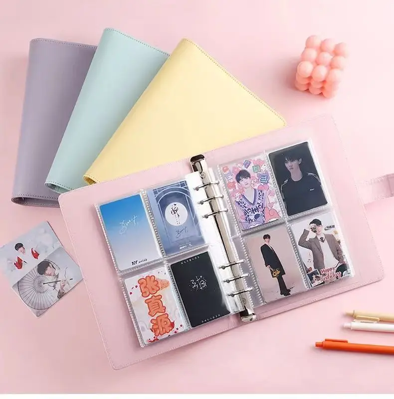 

Cute Macaron Binder A5 PU Magnetic Buckle Kpop Photocard Holder Budget Pocket Large Capacity Photo Card Collect Book