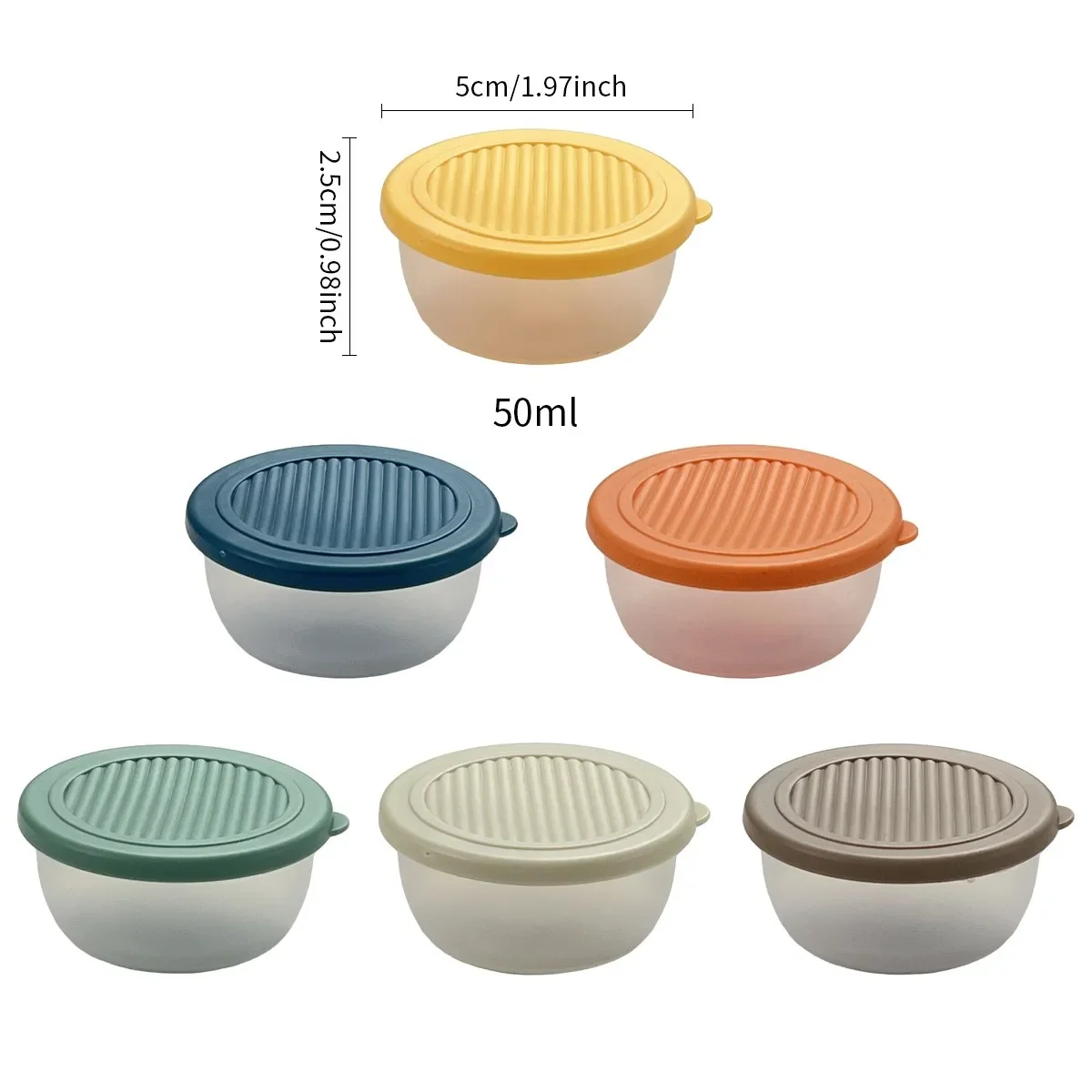 2/6 stuks 50ML Mini-sausbakje voor salade, draagbaar plastic bakje voor kruiden met deksel, herbruikbaar, lekvrij, voor dipsaus