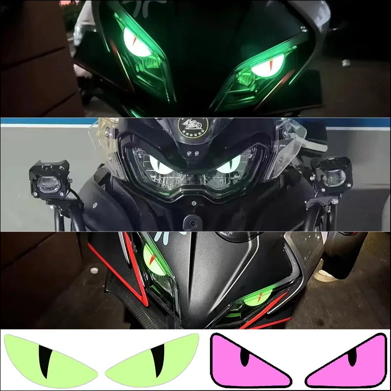 Headlight Stickers Motorcycle Cat Eyes Angry Night Reflection Decorate Helmet Universal All Motorcycles Body Waterproof Film