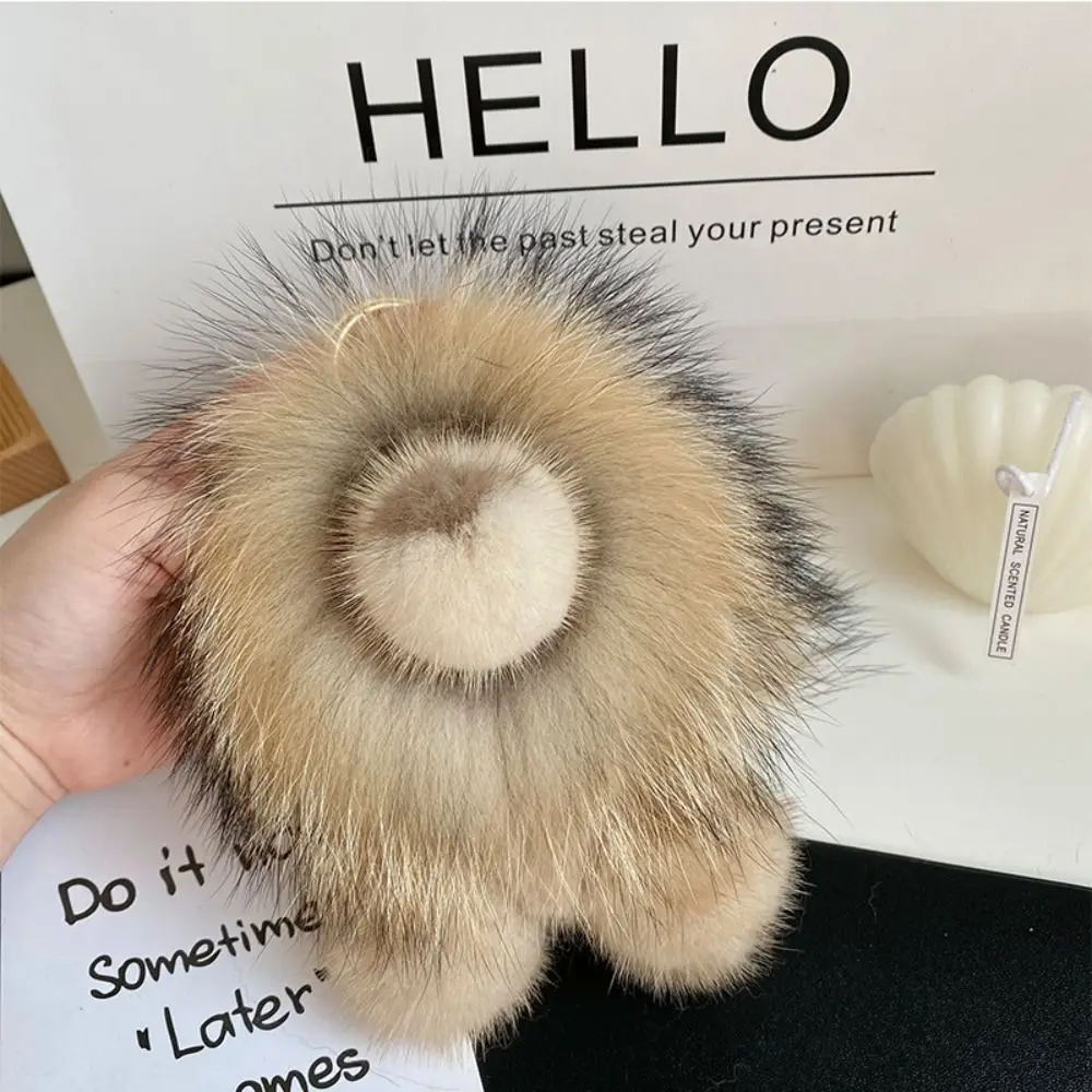 Pendentif créatif en peluche de Lion en fourrure de vison, longue crinière avec queue, porte-clés en peluche, ornements doux, Animal mignon, décor de sac à dos
