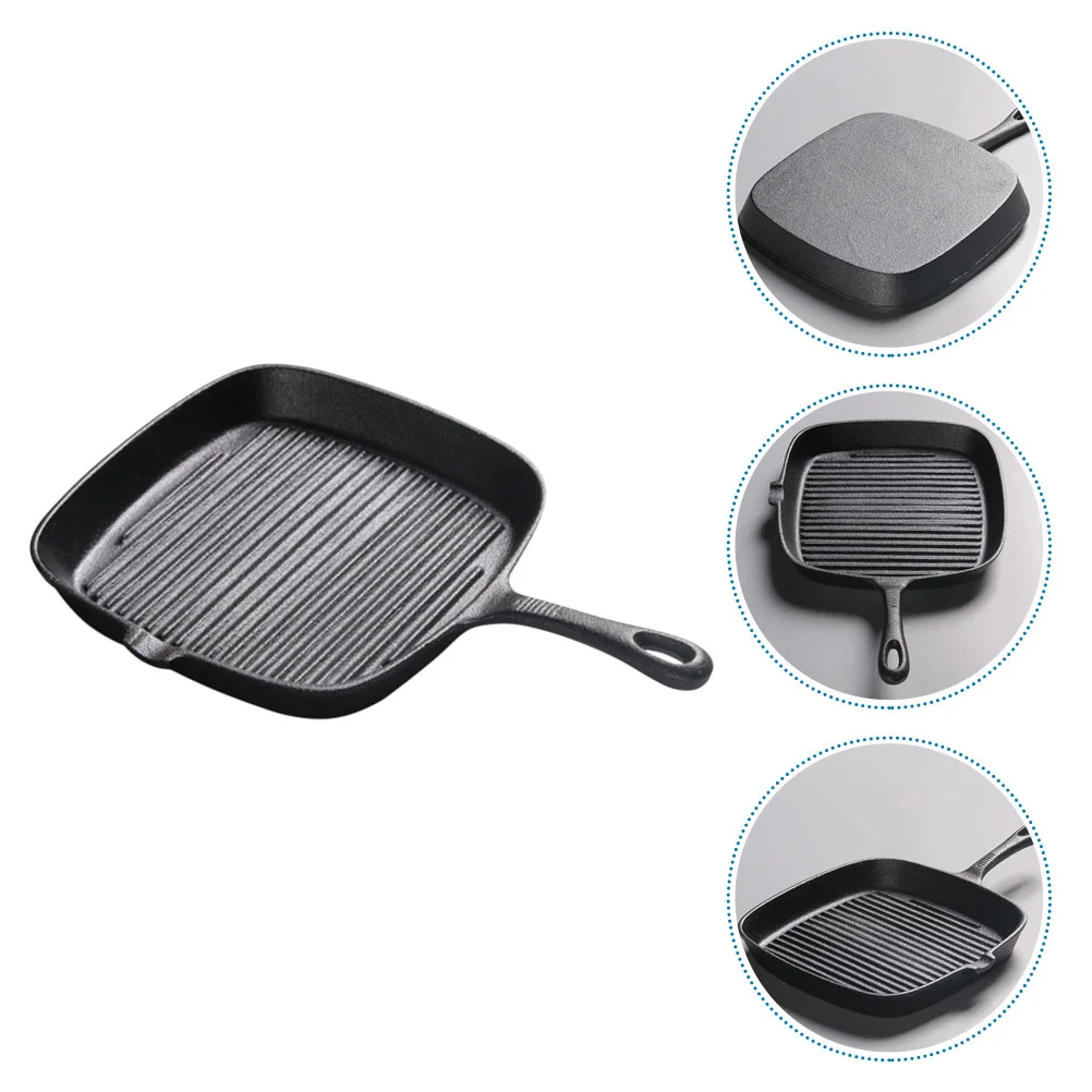 

Nonstick Frying Pan Steak Skillet Griddle Uncoated Square Steak- Cast Iron Flat