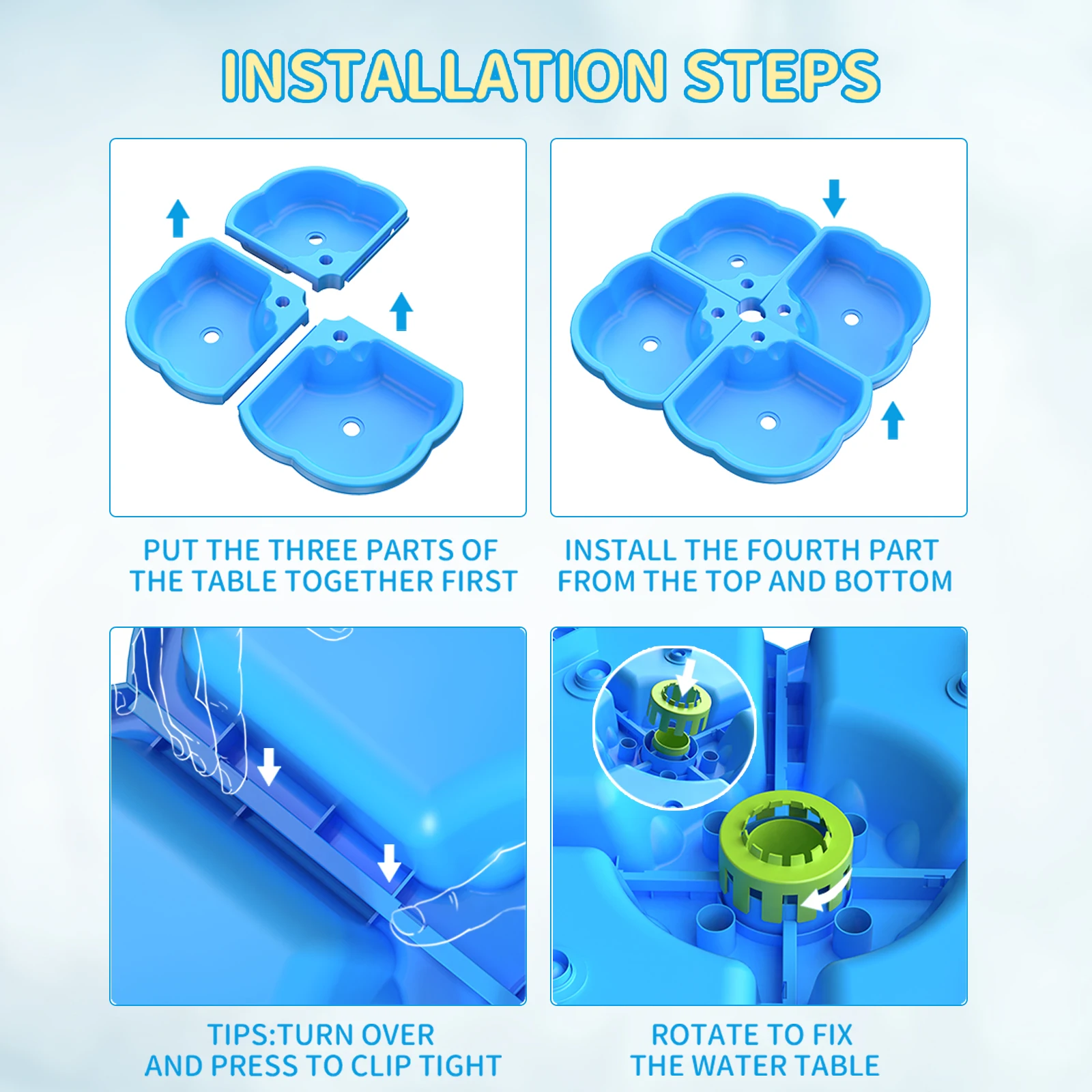 Table d'eau de sable 4 en 1, Table de bac à sable avec jouet d'eau de sable de plage, Table de jeu d'activité pour enfants, jouets d'extérieur d'été pour garçons et filles