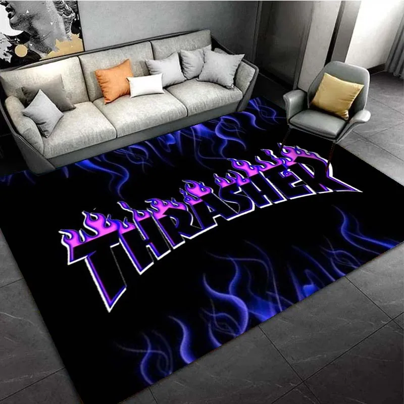 T-Thrasher Skateboarding Magazine Brand Area Rugs for Living Room Bedroom Decoration Rug Children Play Room Mat Anti-slip Carpet