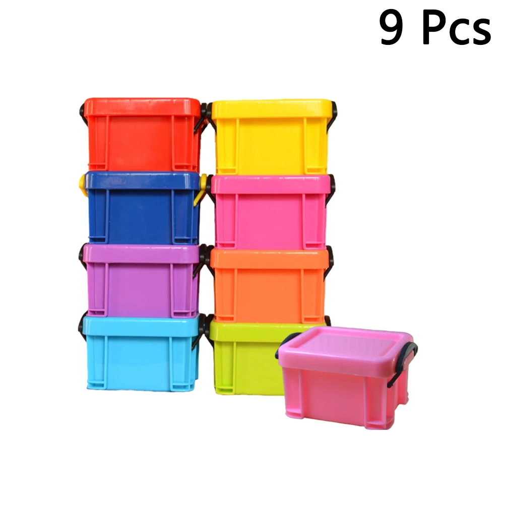 

9 pcs Mini Plastic Storage Boxes Organizer Containers For Office Kitchen Stackable Storage Case Car Use 12X8X5Cm