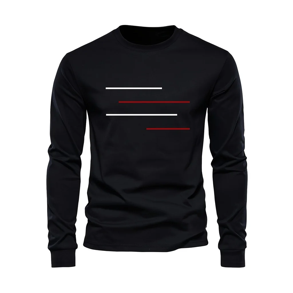 

Funny 3D Stripe Printing Men's T Shirt Autumn Casual Crew Neck Long Sleeve T-shirt Fashion Loose Tops High Quality y2k Clothing