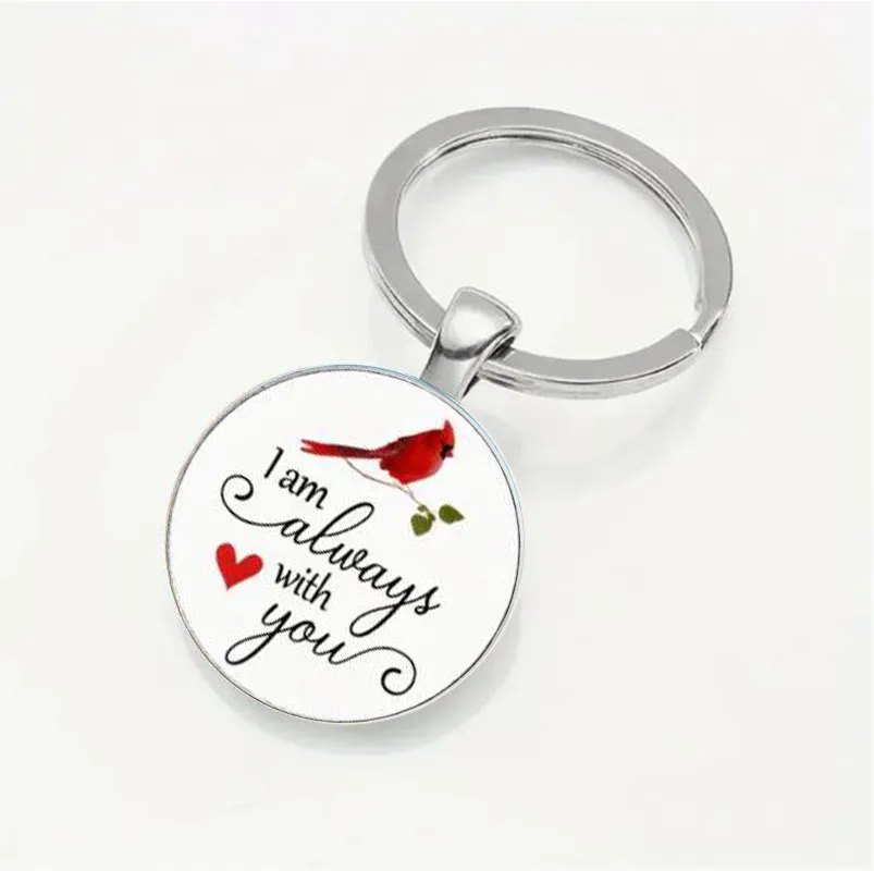 Northern Red Bishop Bird Men's Keychain, I will always be with you, a gift for mom, dad, and loved ones