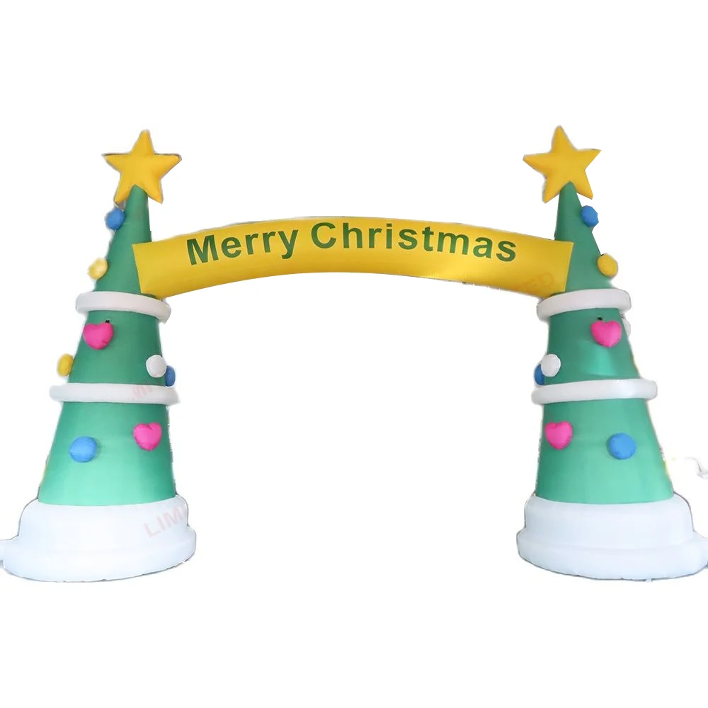 Fast Shipping Advertising Christmas Tree Inflatable Archway Christmas Inflatable Arch Entrance with Blower for Sale