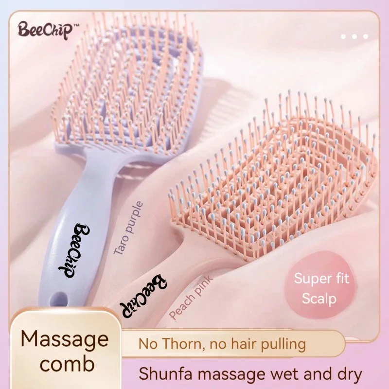 Brosse à cheveux moelleuse anti-chute de cheveux, peigne à coussin d'air, brosse de massage pour tous les types de cheveux, longue optique, cheveux naturels bouclés fins