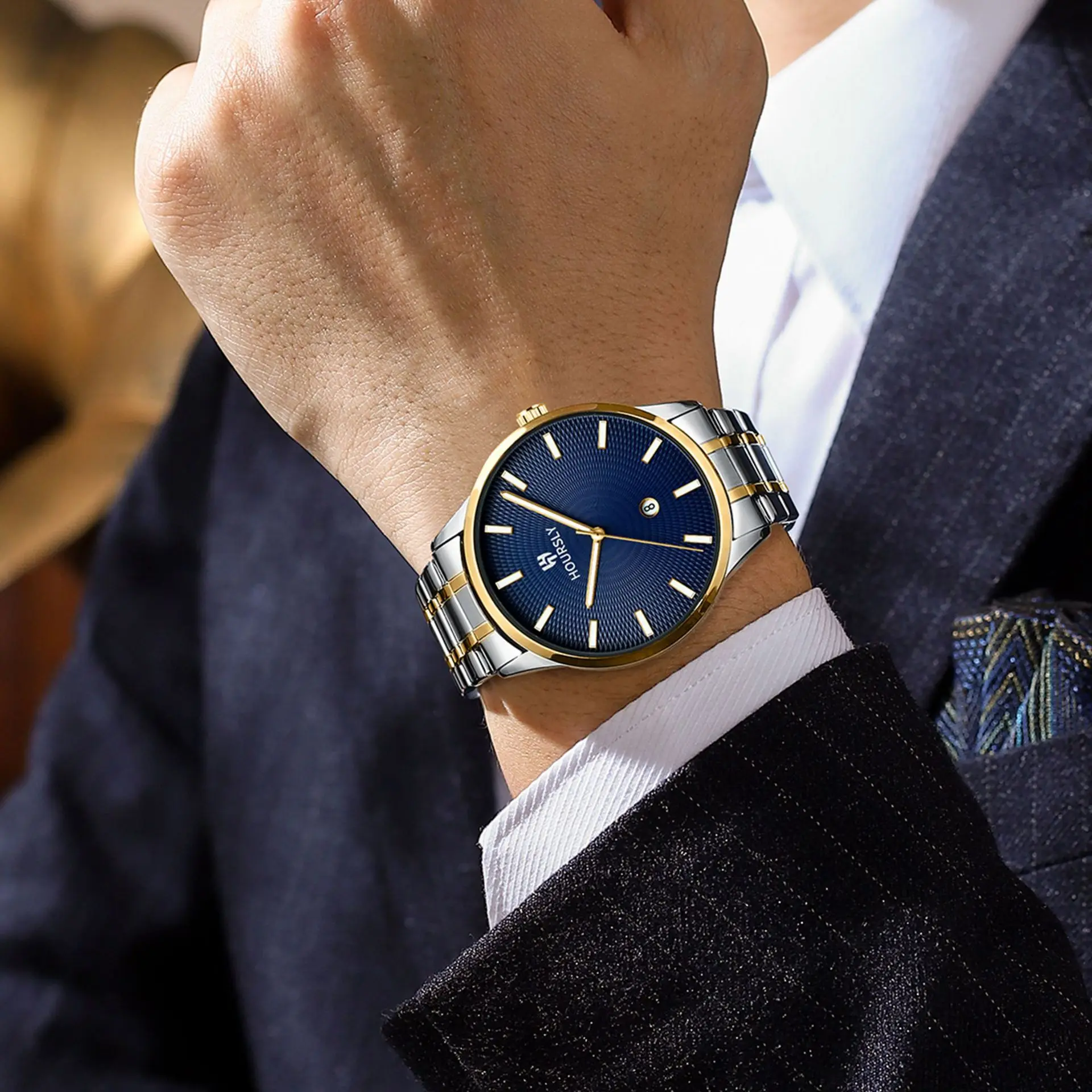 Fashion Brand Men's Watch 45mm Large Dial Design, Fashionable Steel Strip Waterproof Calendar Quartz Watch for Men Relogio