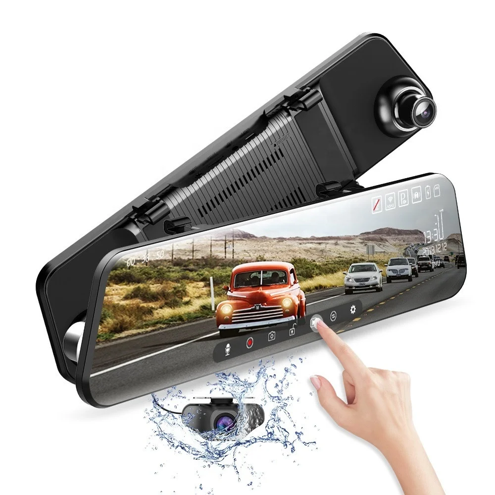 11.8 Inch Full HD Touch Screen Mirror Dash Cam 150 Dual Lens Rear View Camera With Starlight