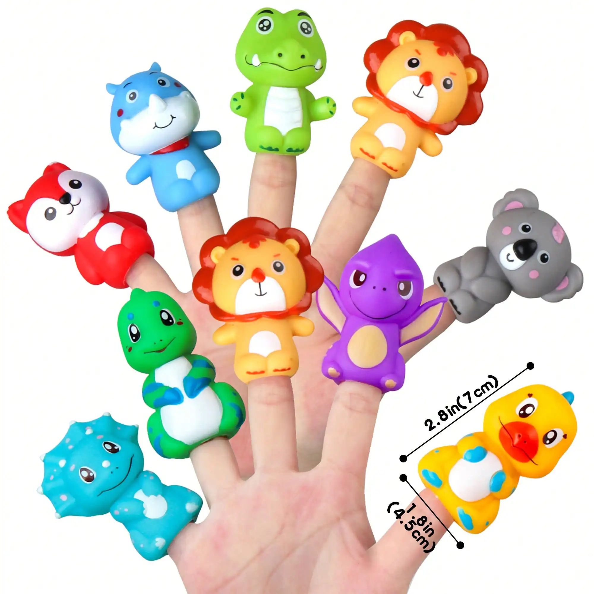 

Rubber Animal Bath Finger Puppets For Toddlers - Silicone Bathtub Toys & Easter Egg Fillers, Party Favors For Kids