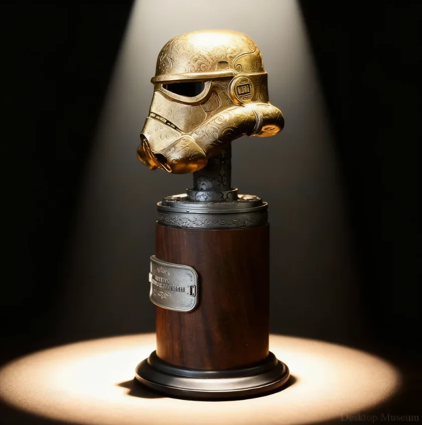Image of Vollständige Höhe 150MM Heim-Desktop-Dekoration Ornament Gold-Weißer Soldatenhelm LTCP-445/3D