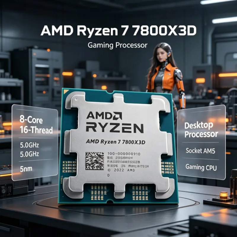 R7 7800X3D AMD Ryzen 7 Processor 100-100000910 5.0GHz 8-Core 16-Thread 96M Cache 5nm Socket AM5