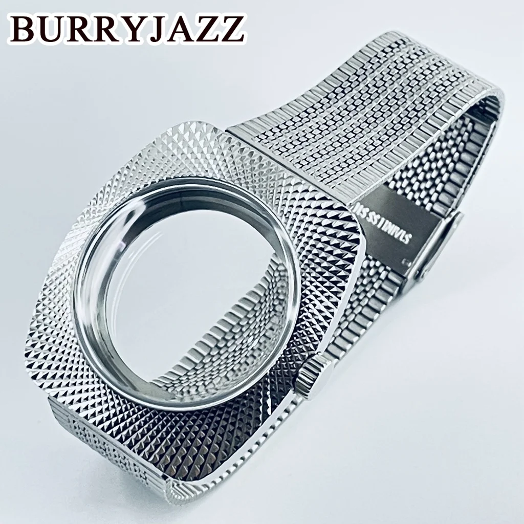BURRYJAZZ 36.5mm NH34 NH35 NH36 NH38 Watch Case Waterproof Silver Stainless  Case Dome Acrylic Glass