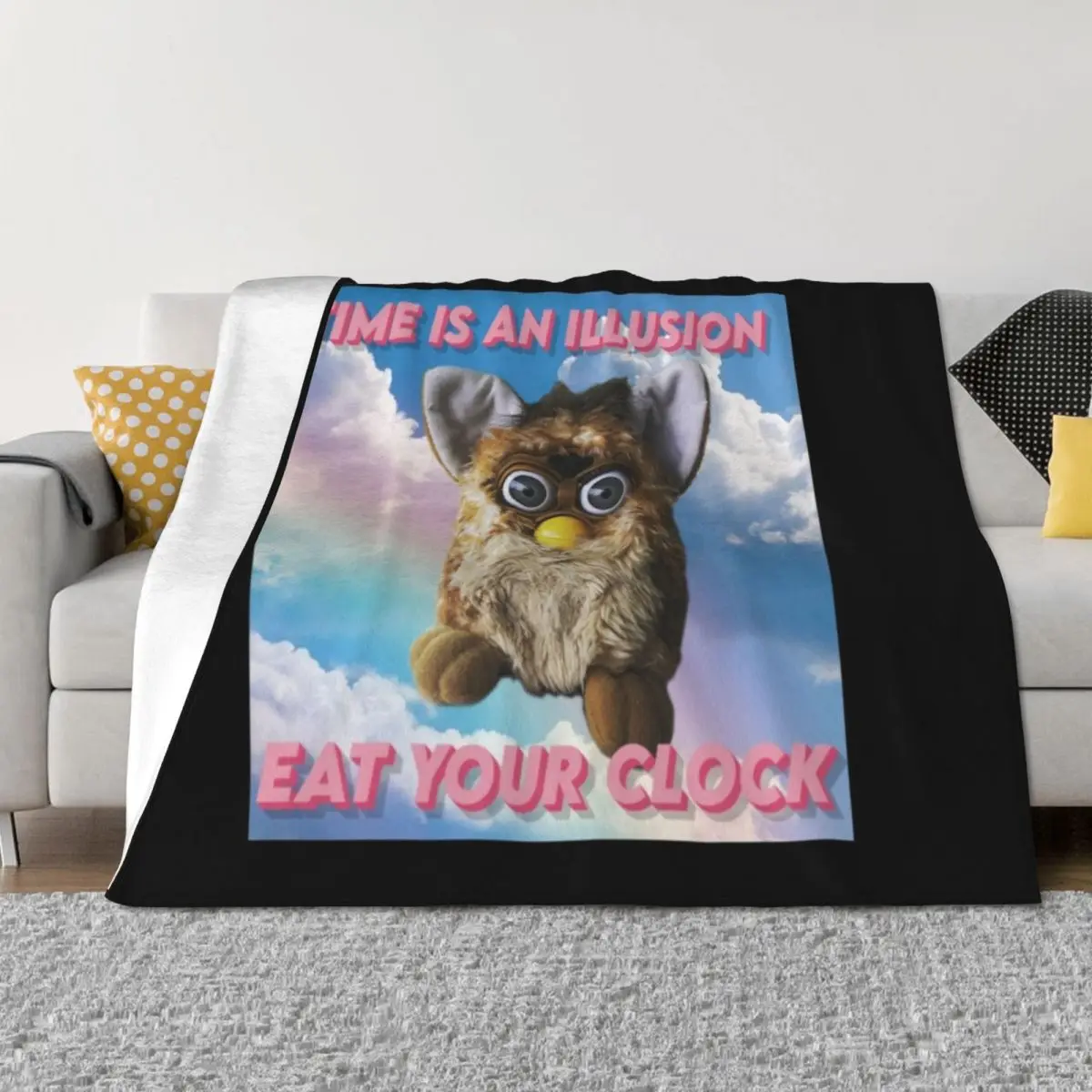 

Time Is An Illusion - Sky Furby Throw Blanket Summer Soft Plush Plaid Sleeping Bag Giant Sofa Blankets