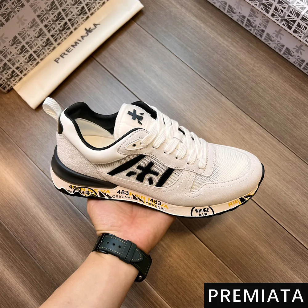 

PREMIATA Men's Fashion Simple Casual Retro Light Sports Shoes Classic Trend All-match Mesh Breathable Cushioning Jogging Shoes