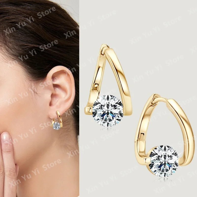 S925 Sterling Silver Earrings  D Color Moissanite Diamond Irregular Temperament Fashionable  Light Luxury Earrings Jewelry Gift