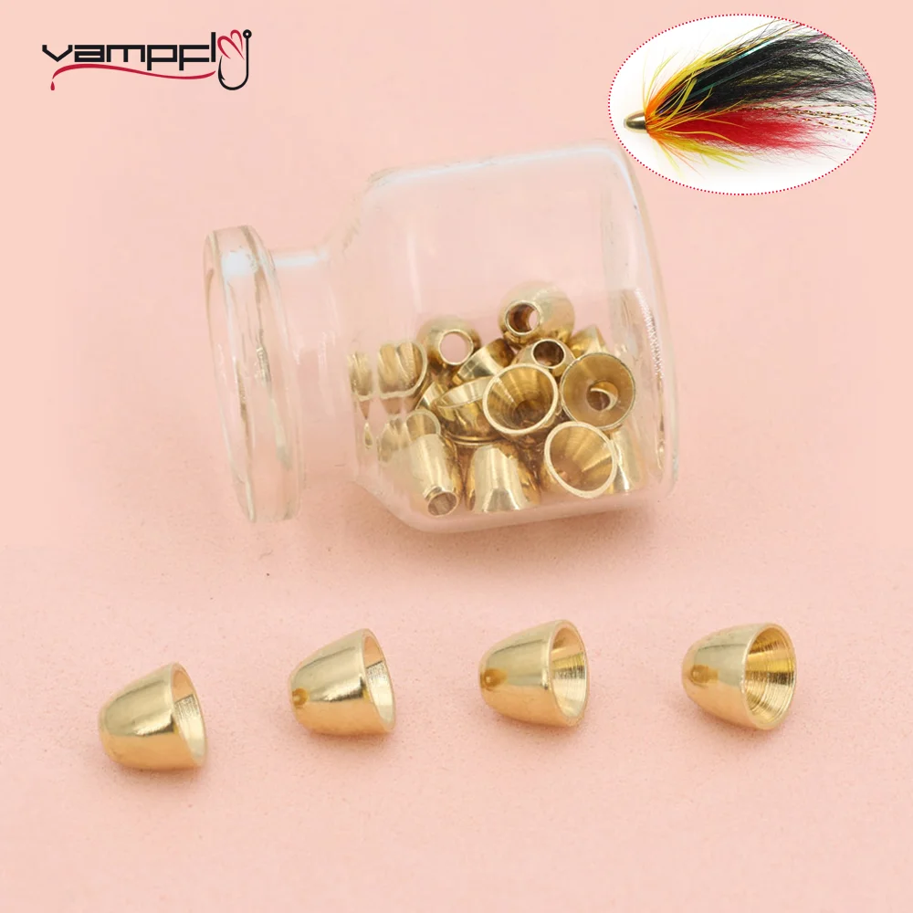 

Vampfly 100pcs Brass Conehead Copper Beads Fly Tying Material For Woolly Bugger Streamers Tube Fly Trout Bass Pike Fishing Lure