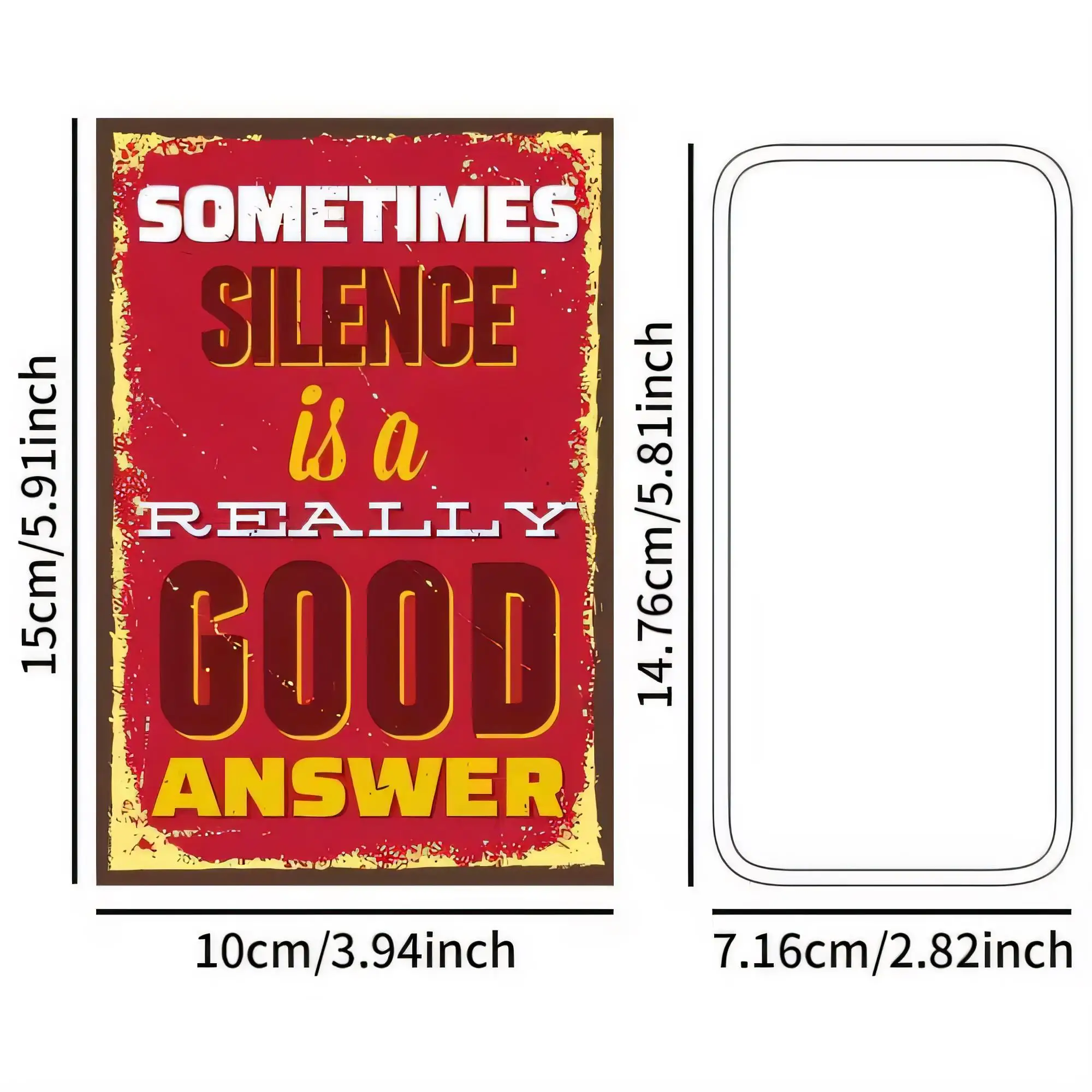 Tin Sign “Sometimes Silence is a Really Good Answer” Vintage Red Black Metal Plaque Wall Decor Funny Quote Poster for Bar Pub Ho