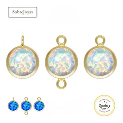 Opal Charm 14K wypełniony złotem Bello Opal Bezel Drop Charm 4MM/6MM złoty wisiorek na bransoletkę naszyjnik kolczyk DIY komponenty do biżuterii