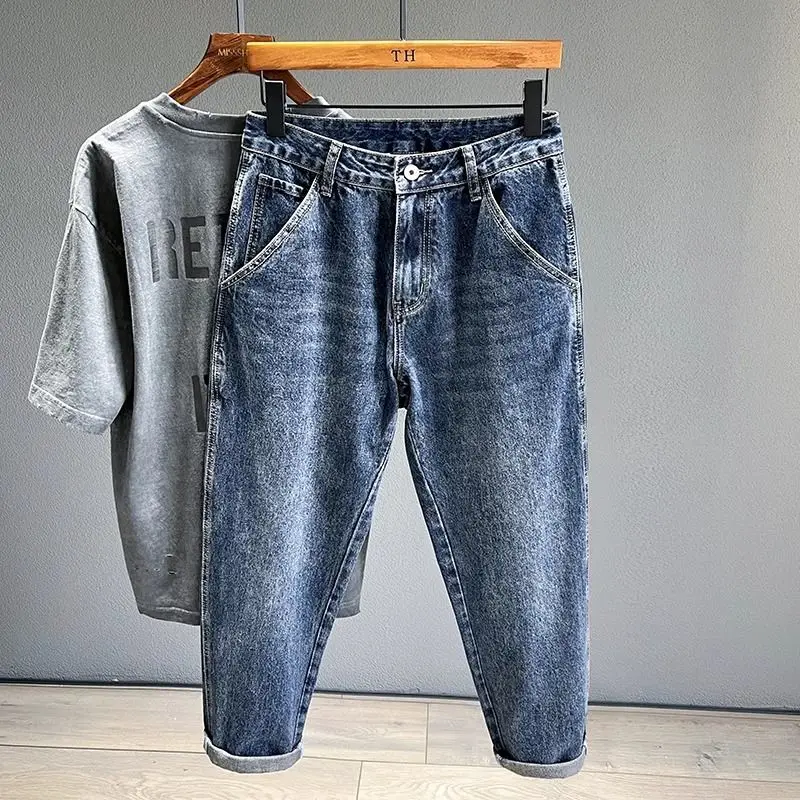 High-end Luxury Man Clothes Designer Retro Washed Jeans Men's Loose Large Size 2026 Spring Summer Menswear Tapered Harlan Pants