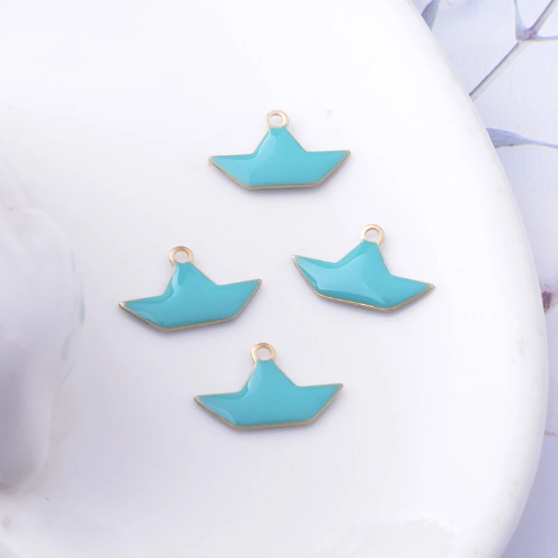 30pcs 15*9mm Copper Both Side Enamelled Boat Charms Ship Pendant Diy Jewelry Making