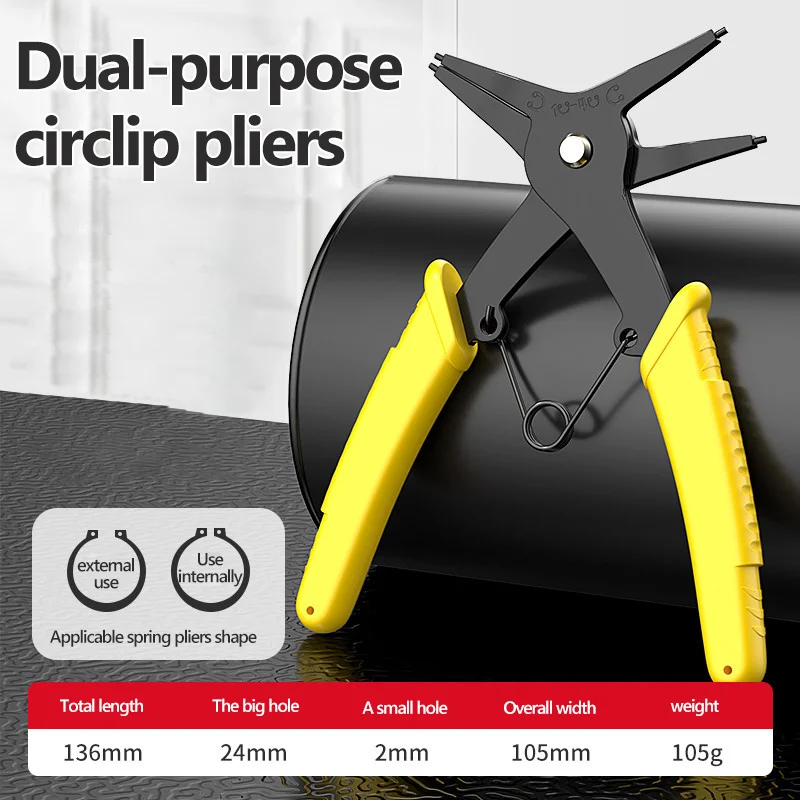 2 in 1 Circlip Pliers Internal and External Retaining Ring Pliers Inner Card Outer Retaining Ring Pliers Car Repair Tool