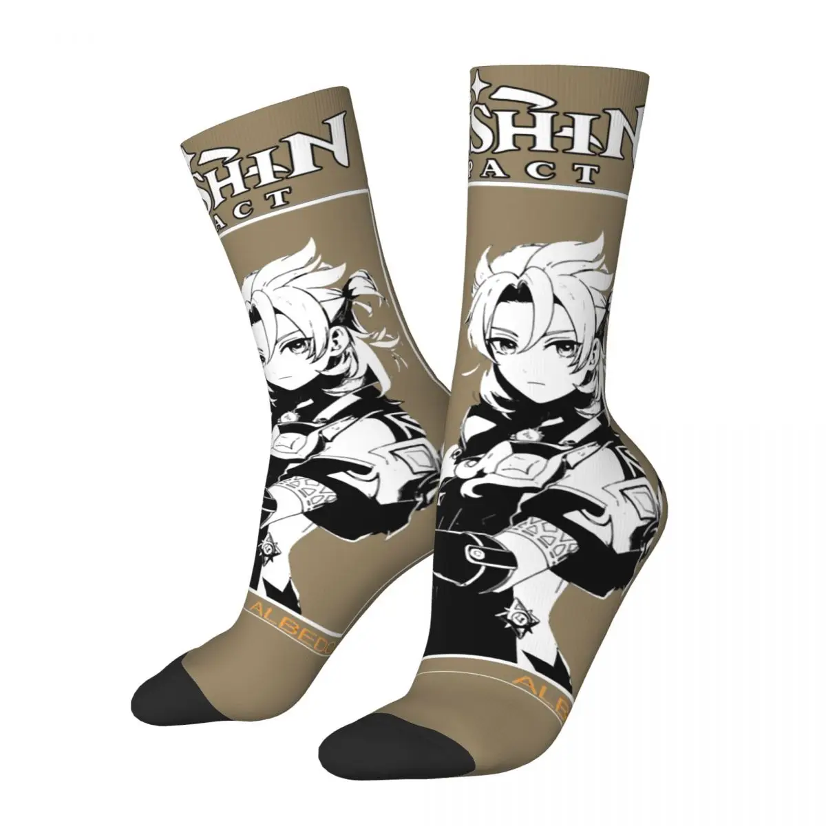 Humor Albedo Genshin Impact Unisex Socks,Windproof 3D Print Happy Socks Street Style Crazy Sock