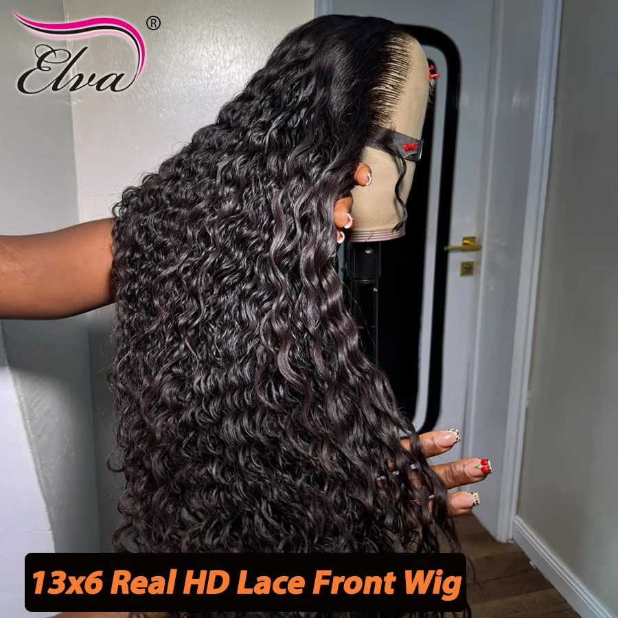 Elva Burmese Curly 13x6 HD Transparent Lace Frontal Human Hair Wigs Ultra Fitted Preplucked Water Wave Wigs For Women Melt Skin