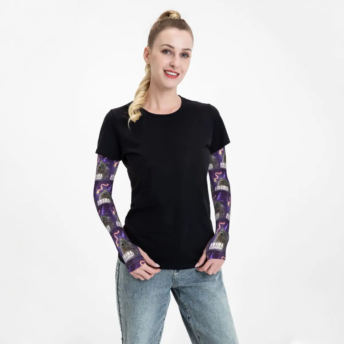 AWAWA KADABRA Rock Hyrax Wizard Outdoor Arm Sleeves Sun UV Protection Cover Summer Ice Silk Cycling Tattoo Sleeves