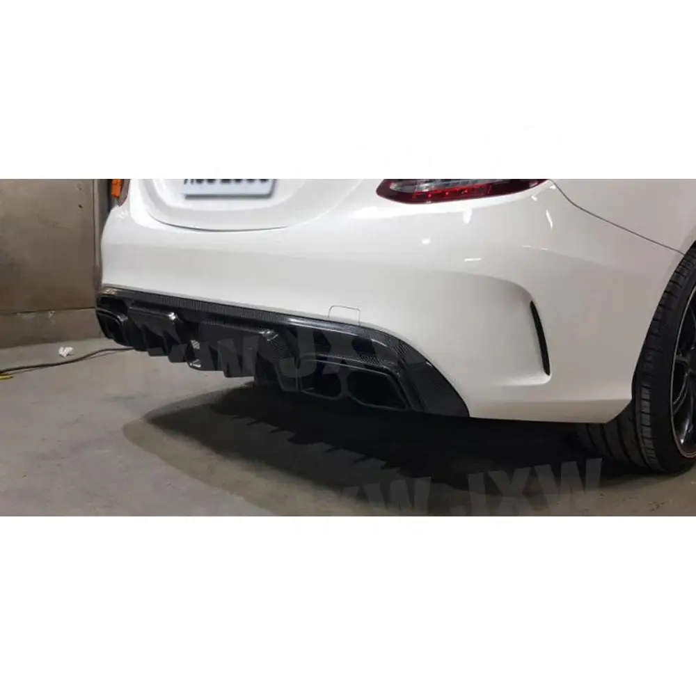 

JCHEY Carbon Fiber/FRP Rear Bumper Lip Diffuser Spoiler Exhaust Tip For Benz C Class W205 C200 C300 C63 For AMG 2015-2019 Kits