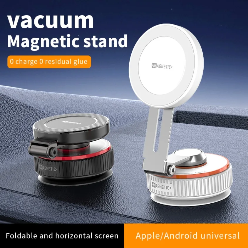 

Вакуумный автомобильный магнитный держатель для телефона 360° ° Вращающийся складной магнитный держатель для приборной панели автомобиля для Magsafe iPhone 17 16 15 Samsung
