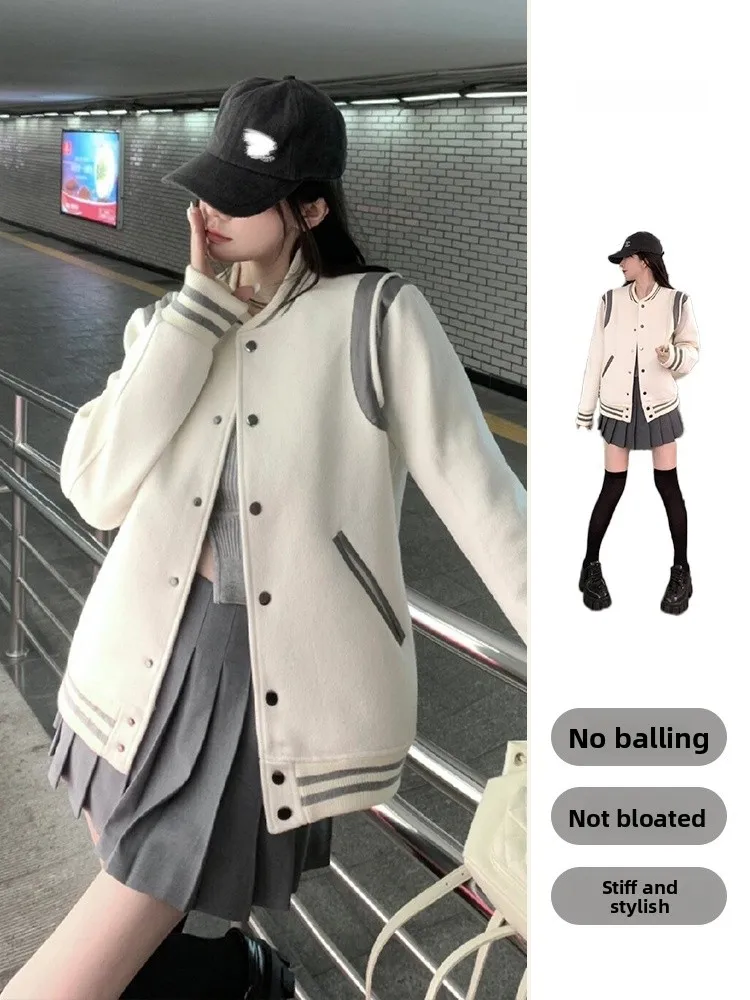 

Faionable Thiened Хлопковая бейсбольная куртка женская осенне-зимняя свободная посадка повседневная универсальная верхняя одежда Sli ort