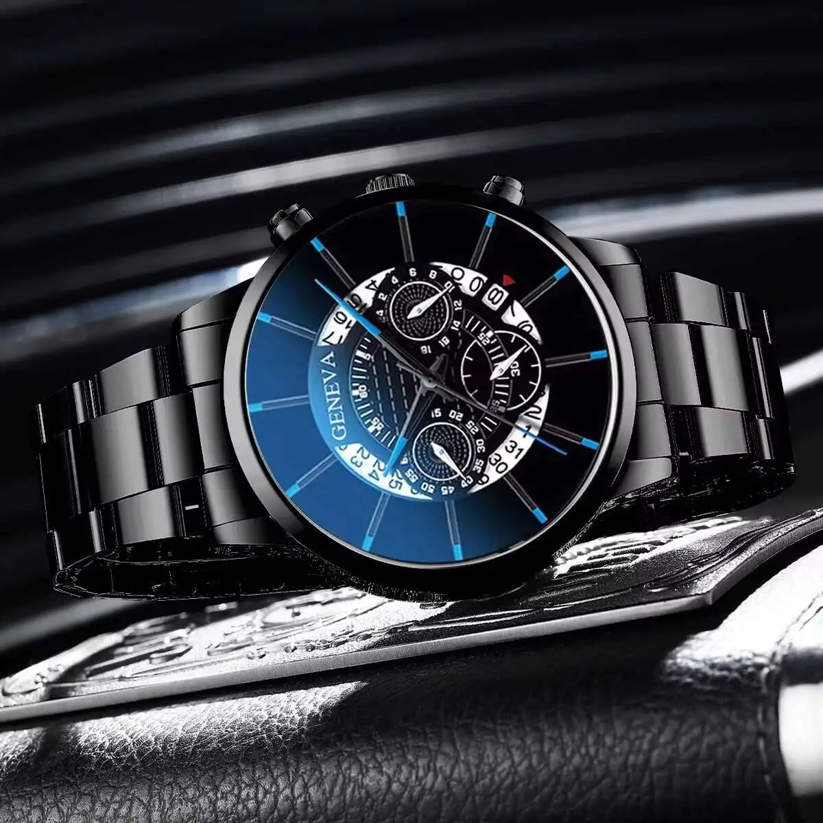 2 STUKS Mannen Zakelijke Horloges Mode Stalen Band Mannelijke Analoge Quartz Horloge Lederen Armband Set Relogio Masculino (zonder Doos