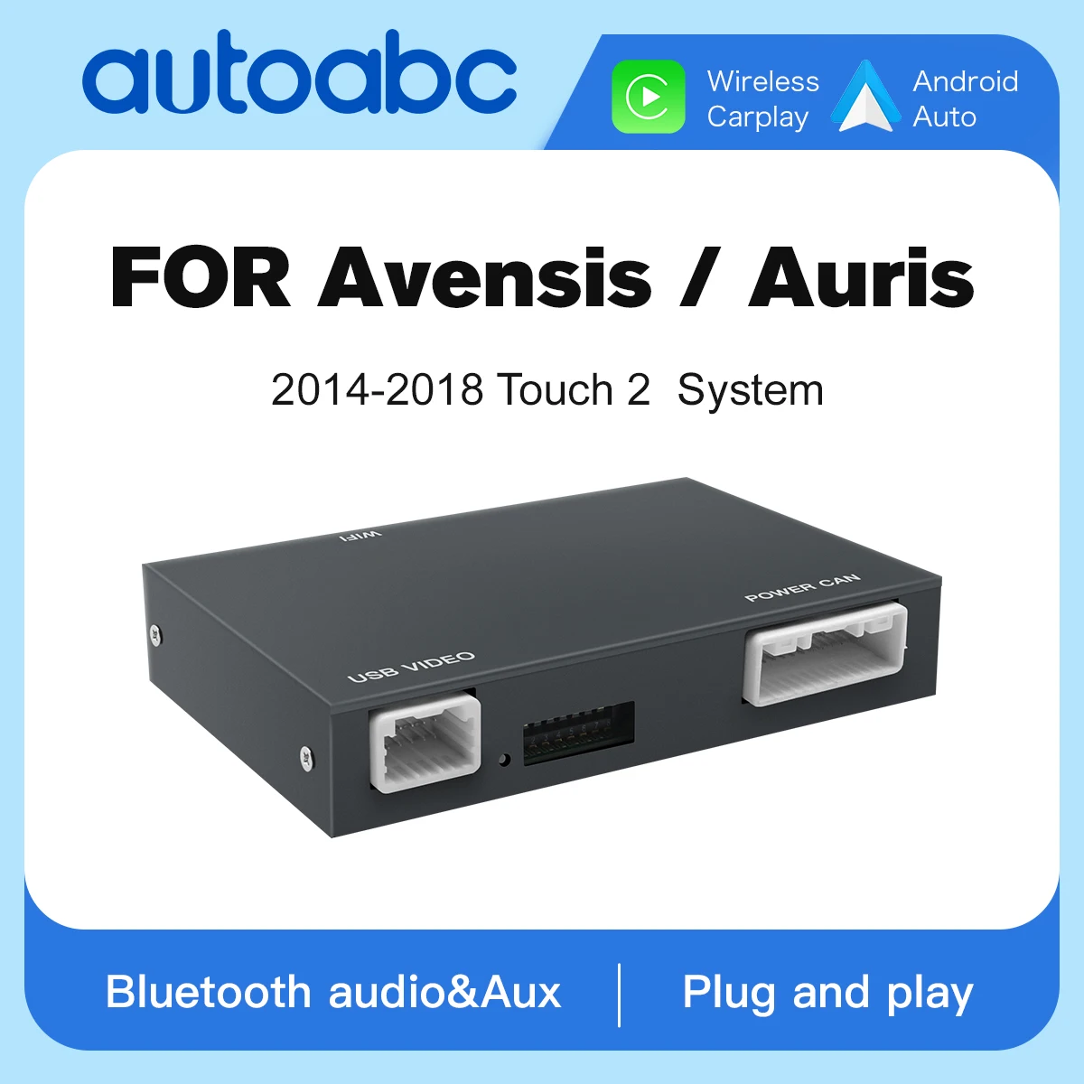 AUTOABC Drahtlose Carplay Android Auto Für Toyota Avensis/Auris 2014-2018 Mit Multimedia Zubehör Spiegel Link AirPlay decodieren