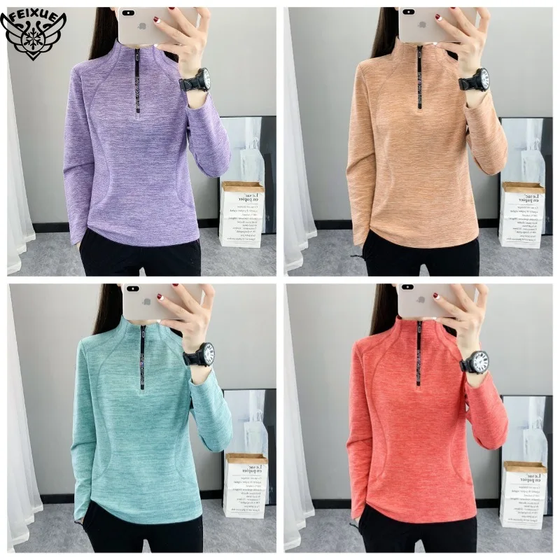 

2026 (M-4XL)Women's Lightweight Fleece Tops Camping Hiking Jacket Autumn Winter Quick-Dry Breathable Running Base Layer Shirt
