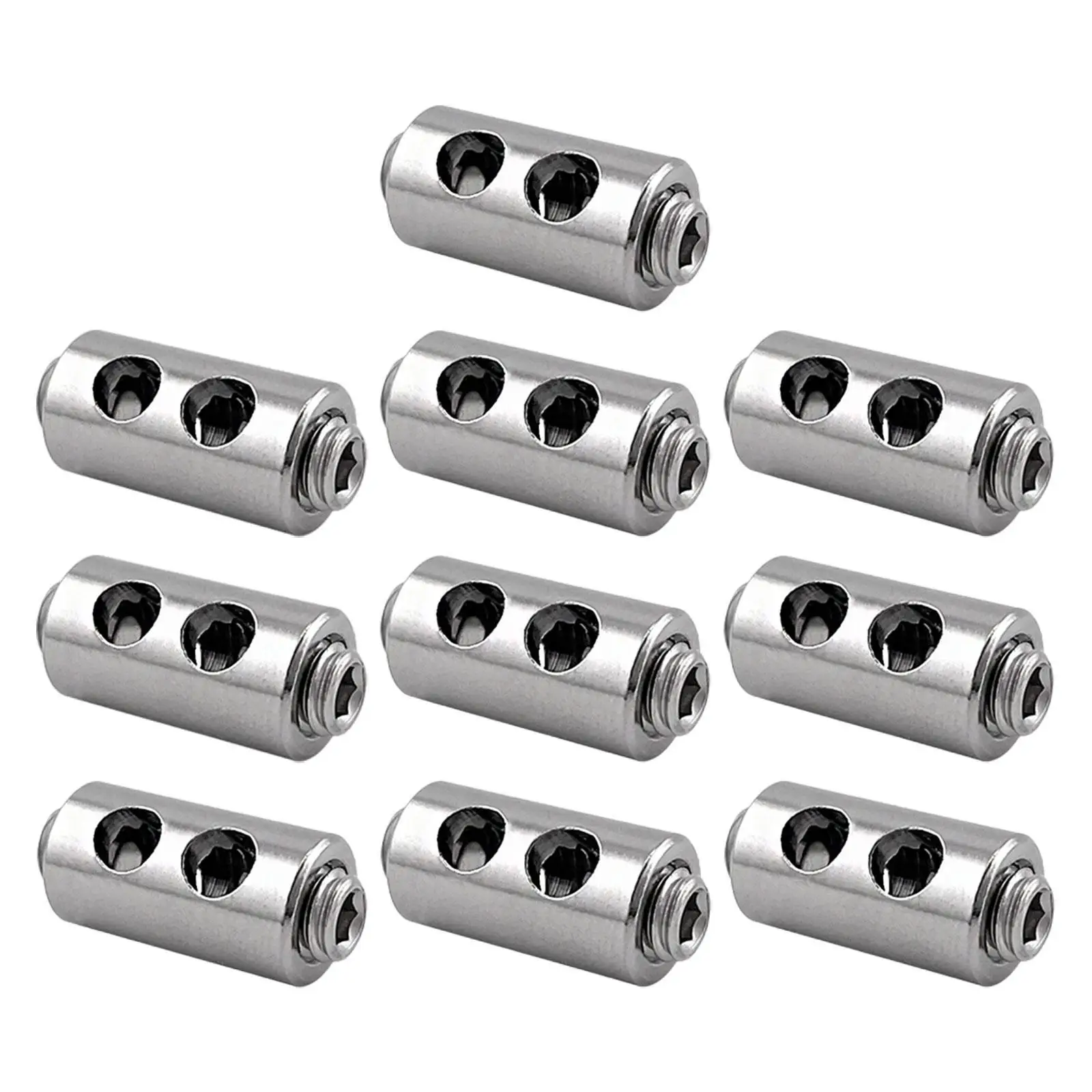 3mm Wire Rope Clamps Clip 10Pcs Simple Assembly Multipurpose with M5 Hexagon Screws for Replacement Stainless Steel Two Holes