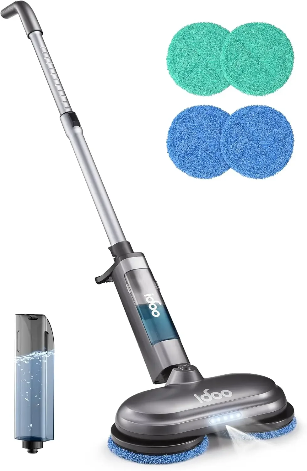 Mop, Dual-Motor Electric Spin Mop with Sprayer and LED Headlight, Cordless Electric Mop for Floor Cleaning, Powerful Floor Clean