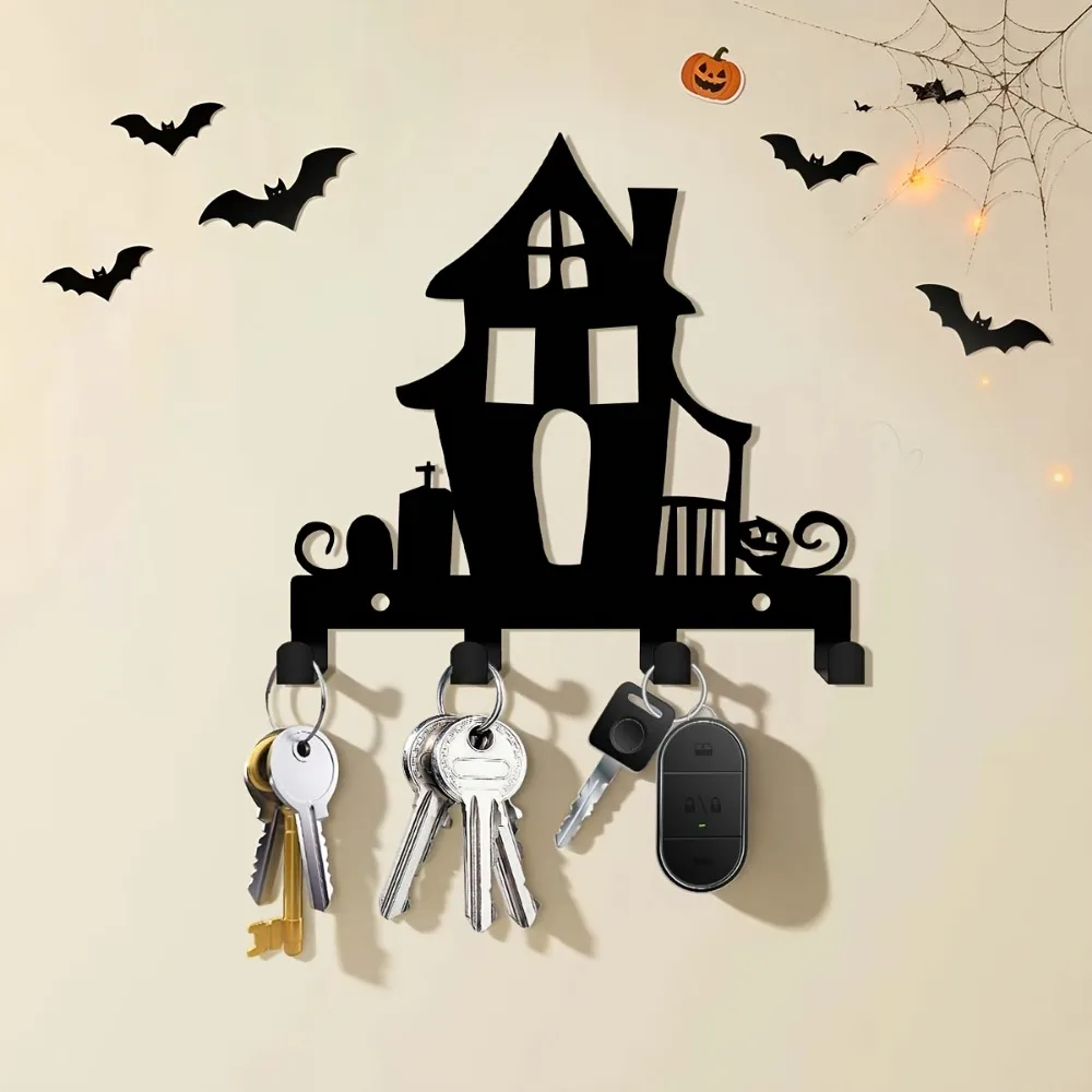CIFBUY Haunted House Metal Wall Art Key Holder Waterproof Durable Iron Craft Decor For Entryway Office Kitchen Porch Home Interi