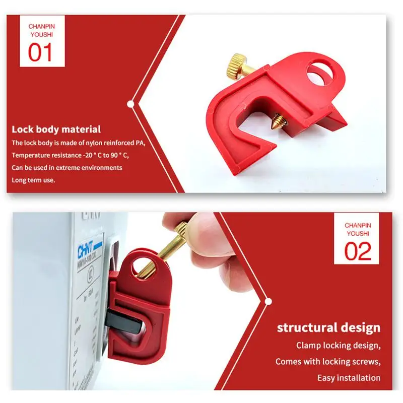 Universal Moulded Case Circuit Breaker Lockout Electrical Air Switch Handle Tool-Free MCCB Safety Lock Off LOTO Devices